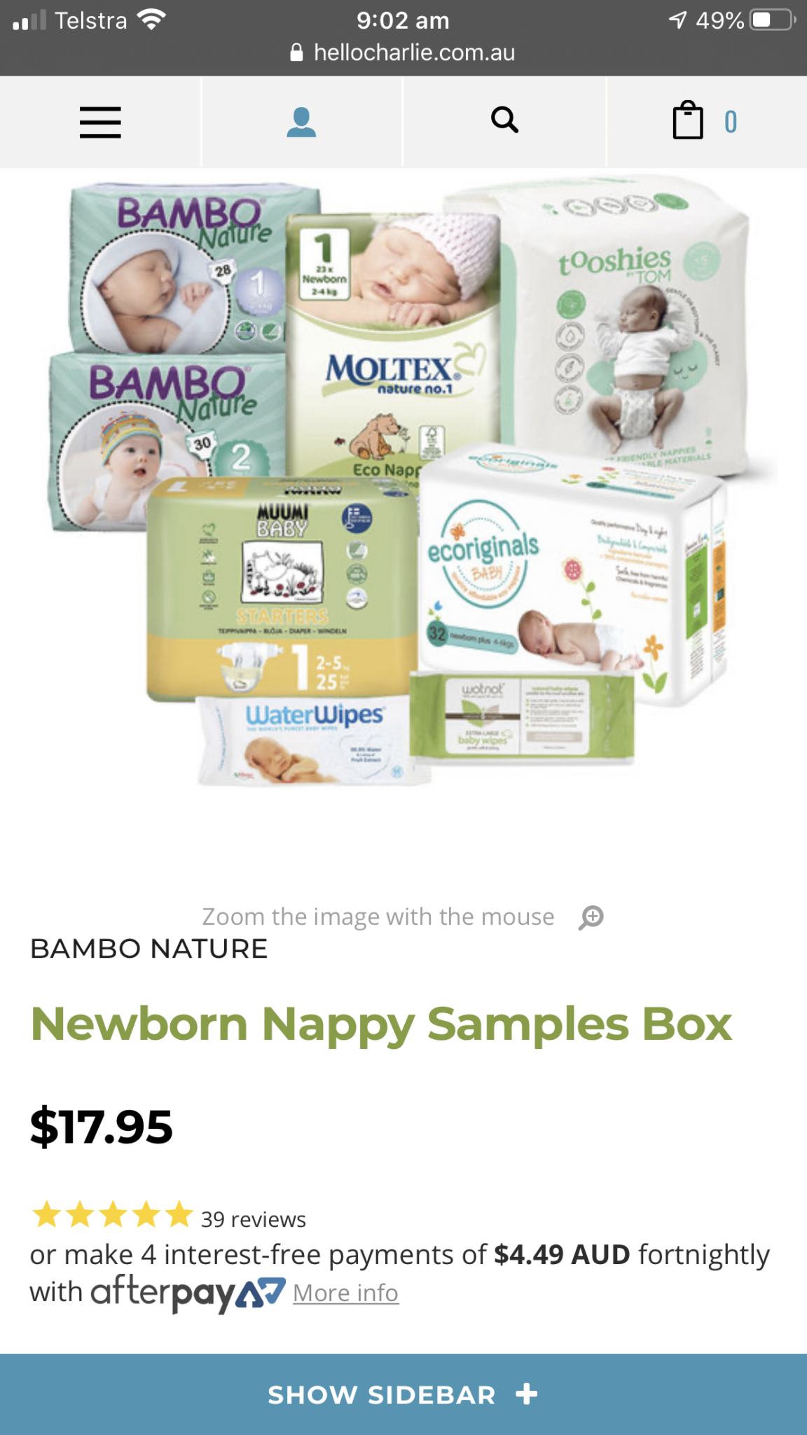 Newborn Bambo Nappy Sample Box