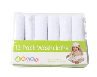 4Baby Washcloths White 12 Pack