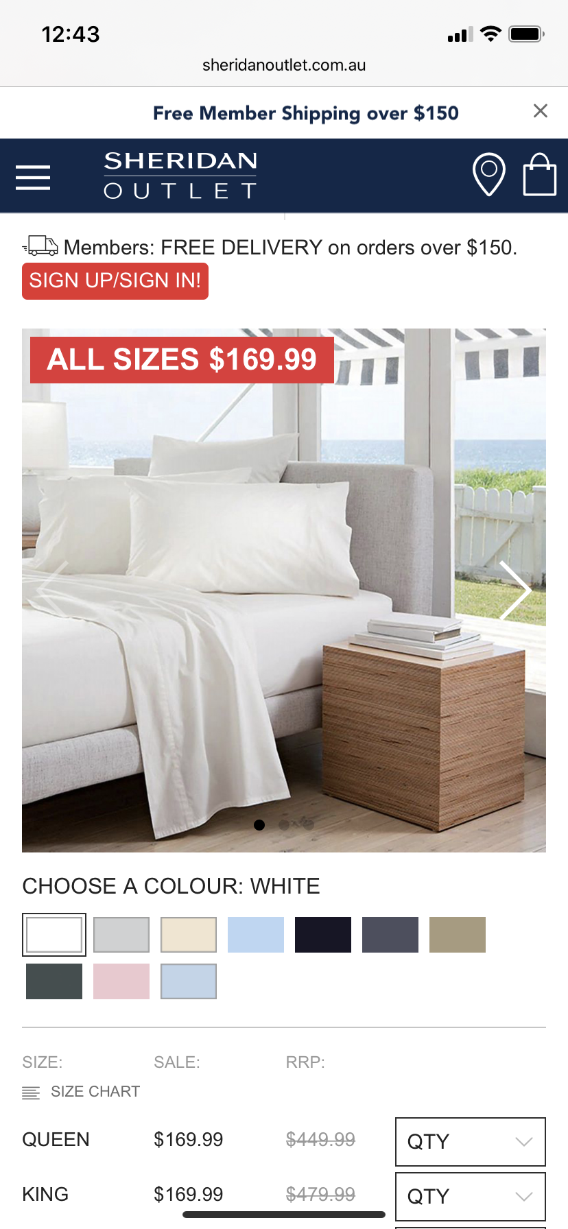 SHERIDAN ADKINS 700TC SHEET SET (White)