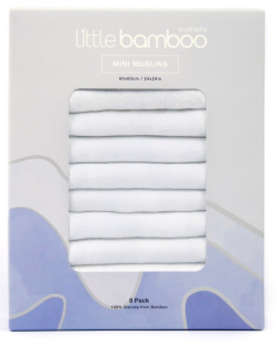 Little Bamboo Mini Muslins Natural 8 Pack