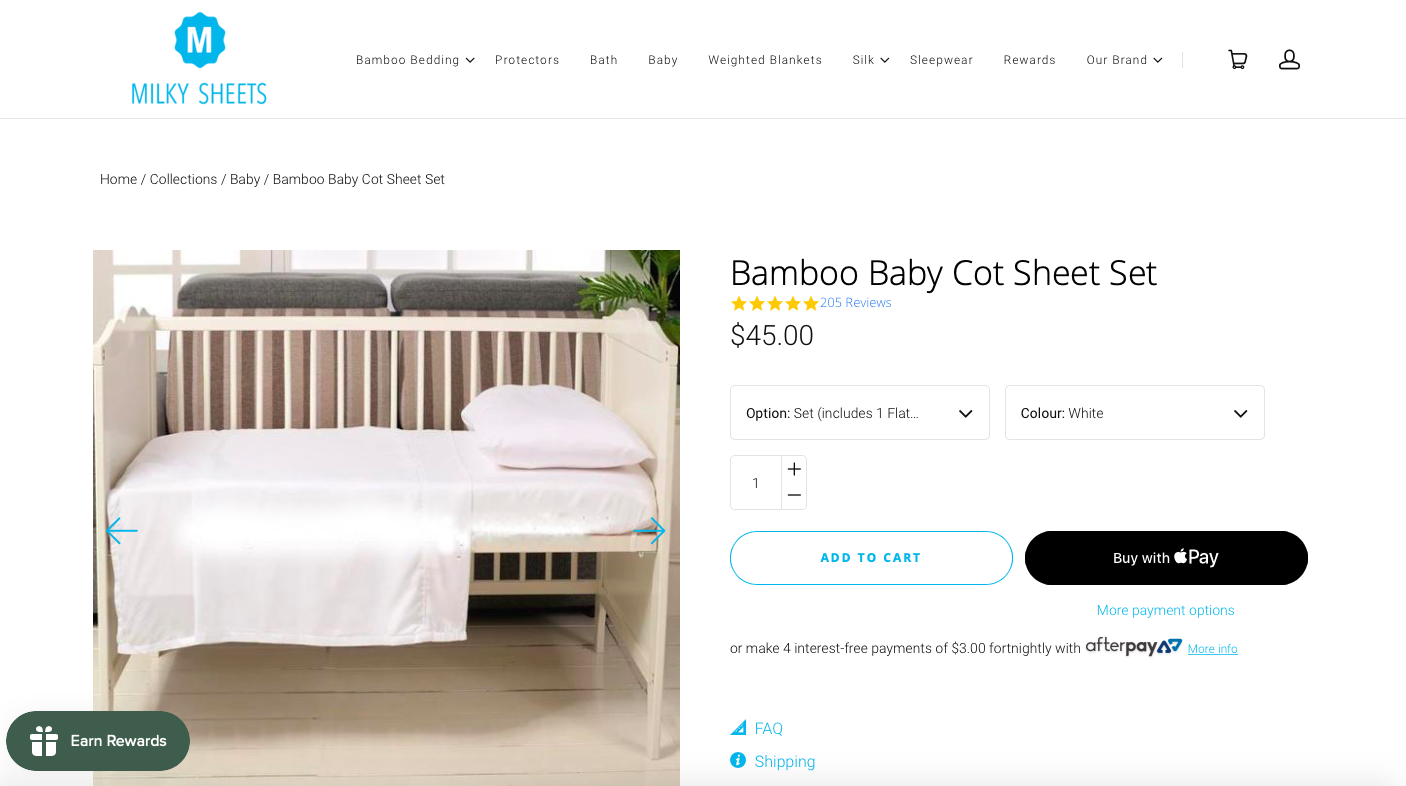 Bamboo Baby Cot Sheet Set