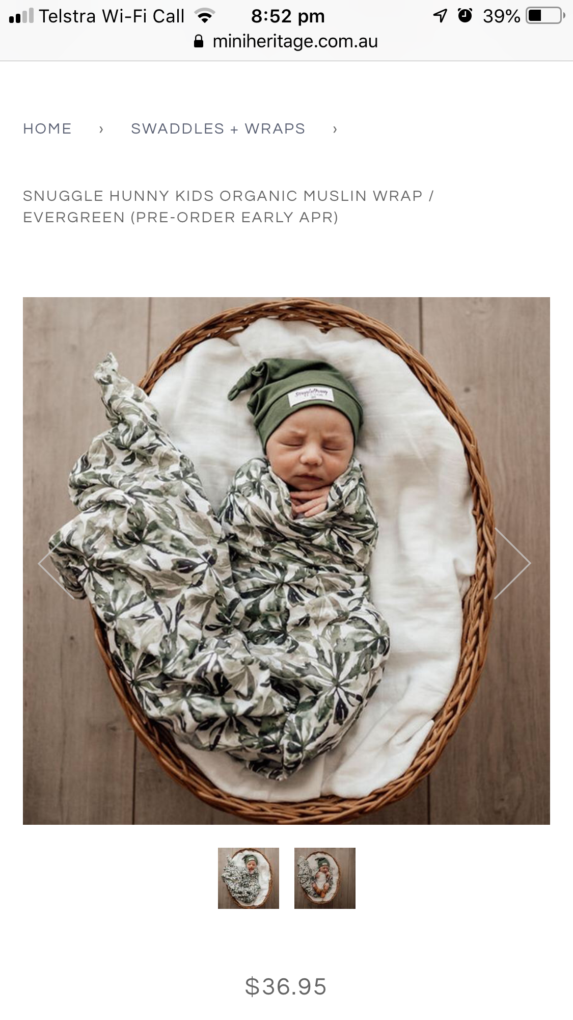 Mini Heritage Organic Muslin Wrap $37