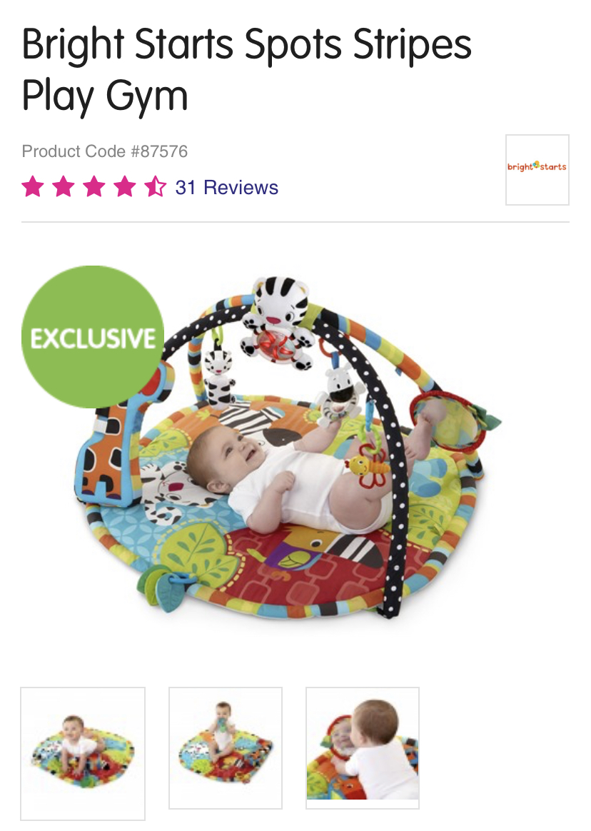 Bright starts spots and stripes play gym - baby bunting