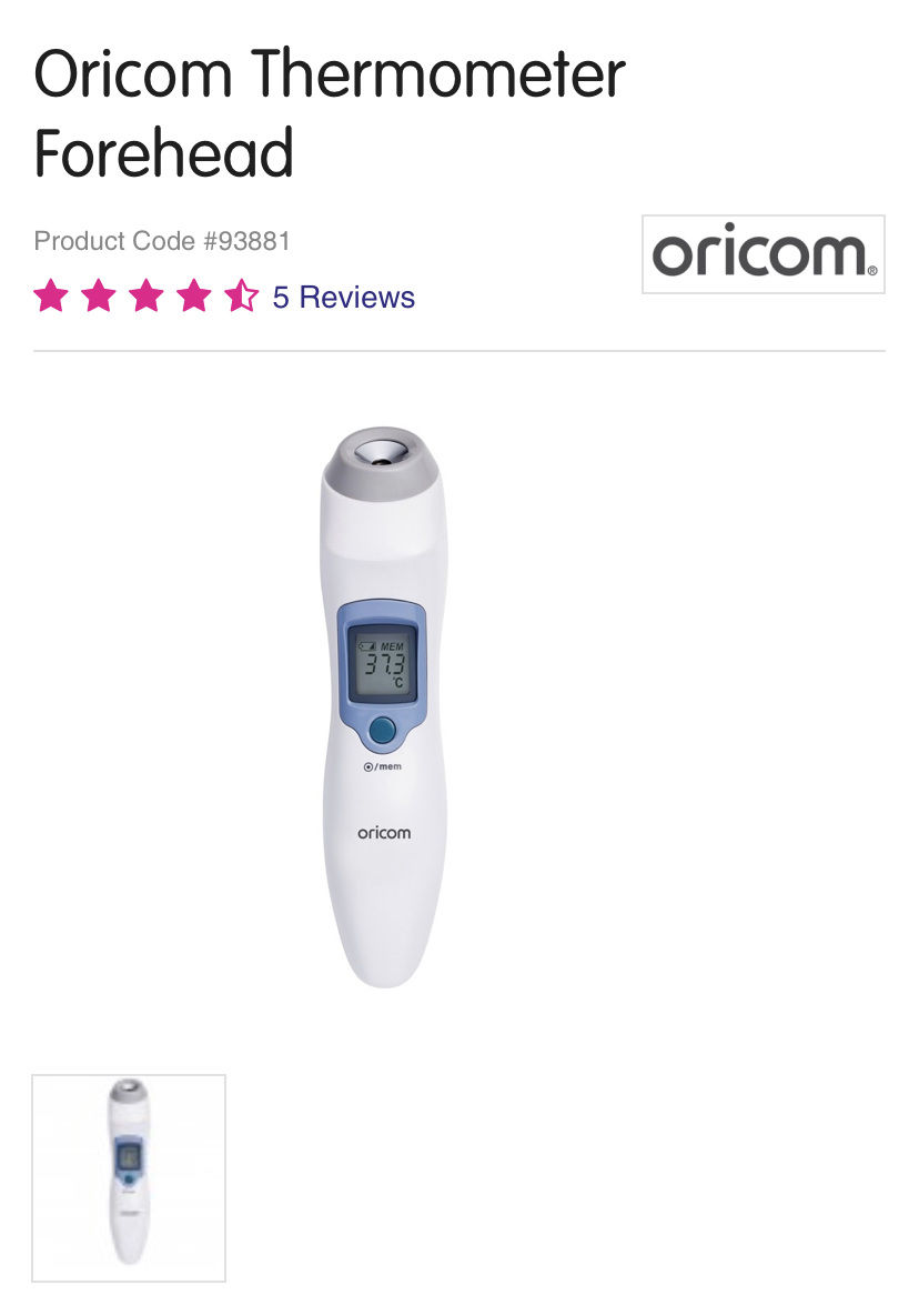 Oricon forehead thermometer - baby bunting