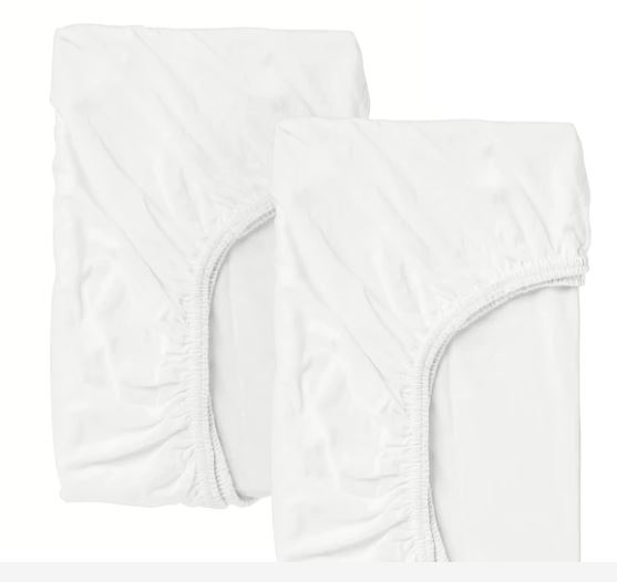 LEN Fitted sheet for cot, white,