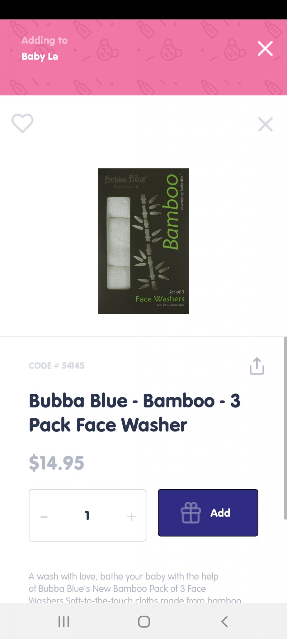 Bubba blue bamboo face washer