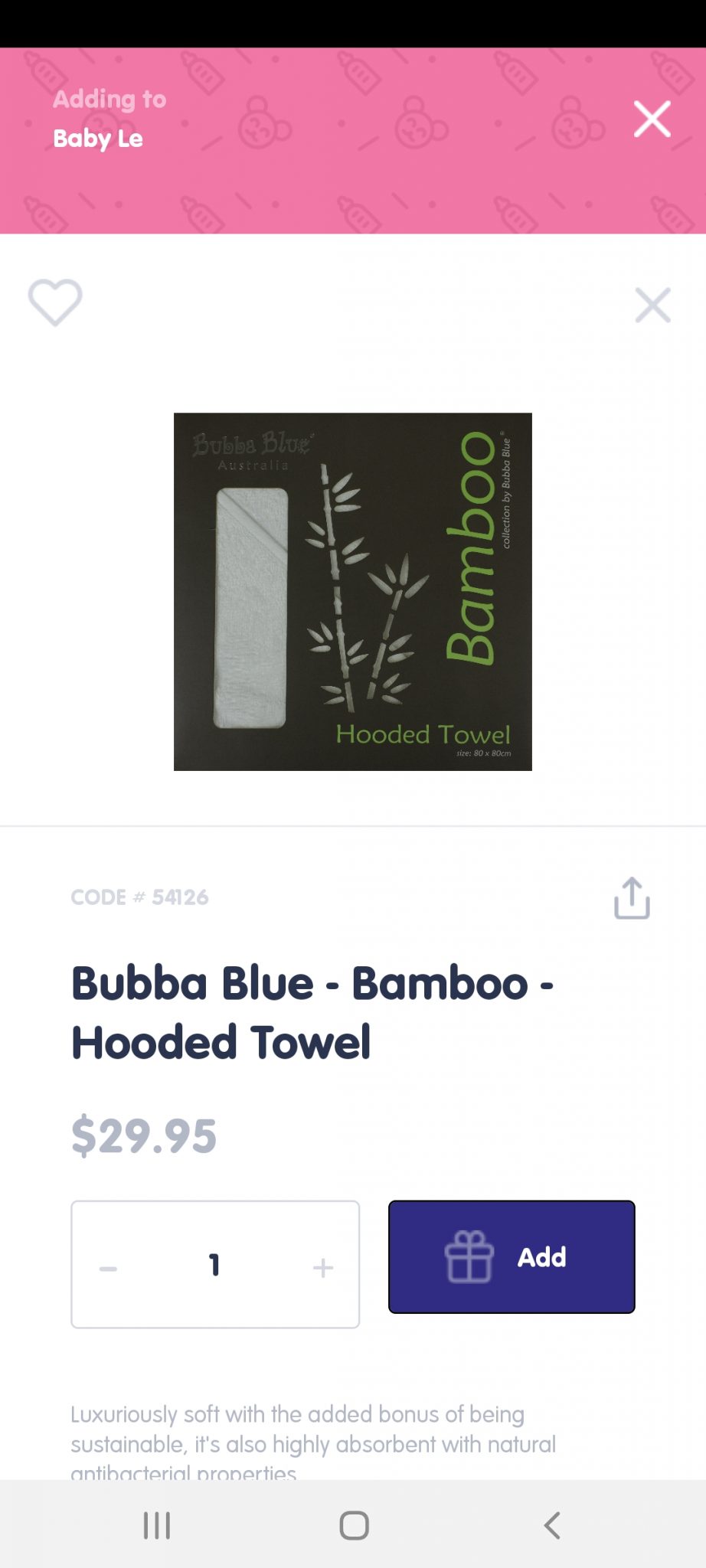 Bubba blue bamboo hooded towel