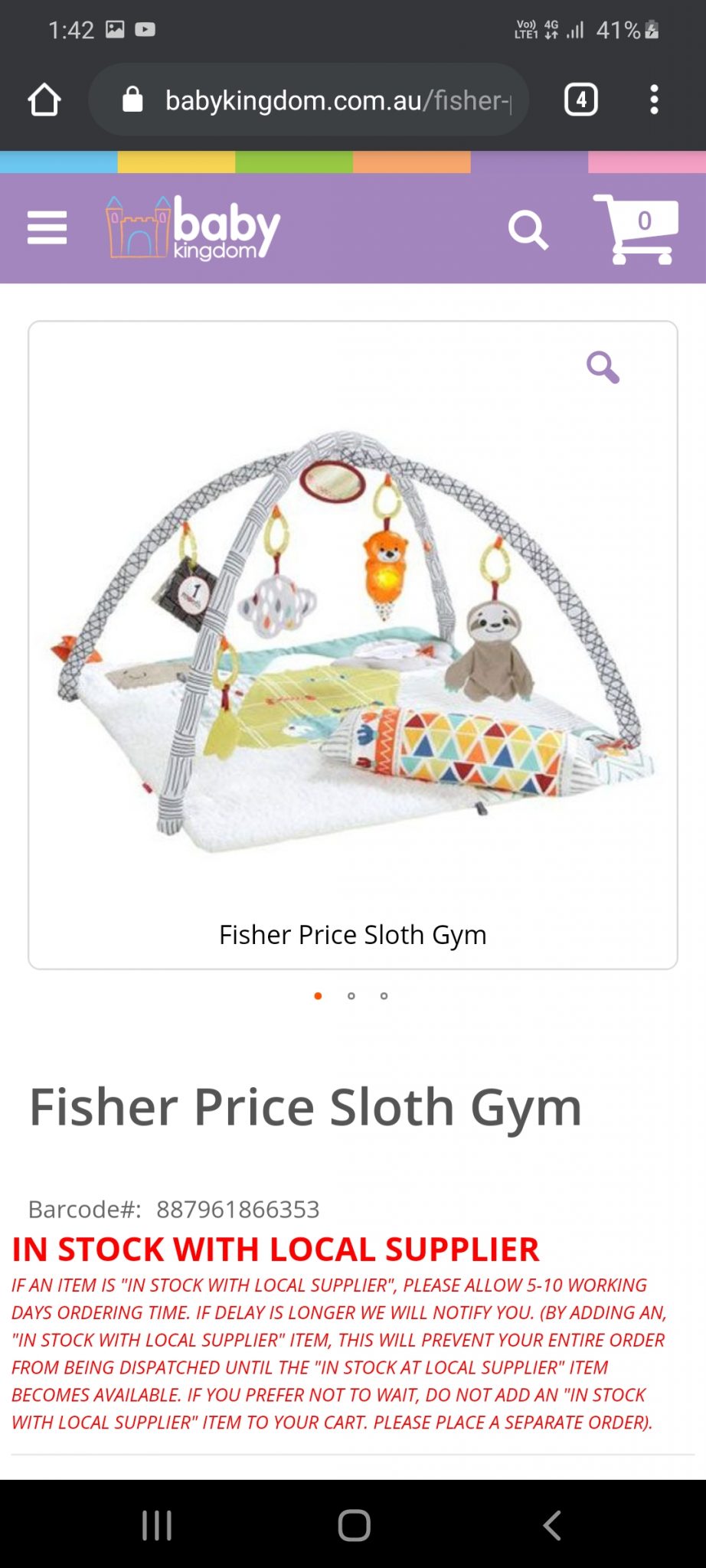 Fisher Price sloth gym