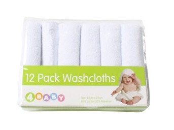 4Baby Washcloth White 12 Pack