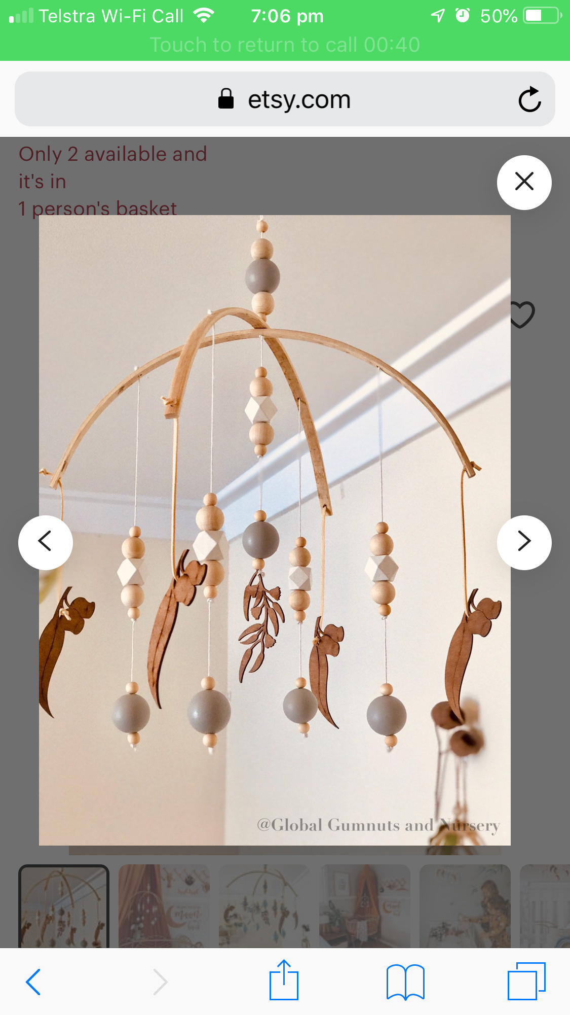 Australian gum leaf baby mobile $65