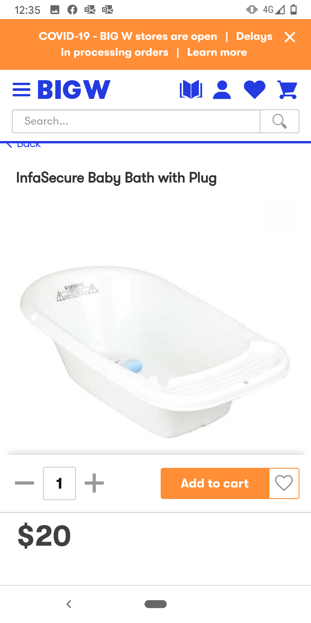 Baby Bath with plug