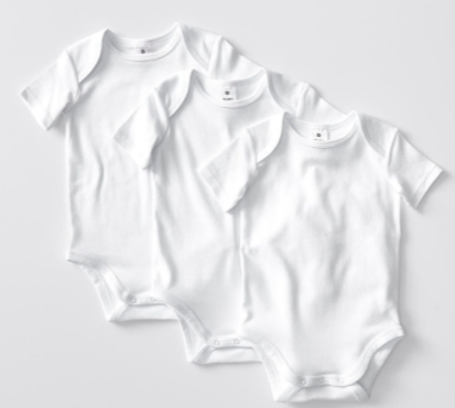 Baby Organic Cotton 3 Pack Short Sleeve Bodysuits - White