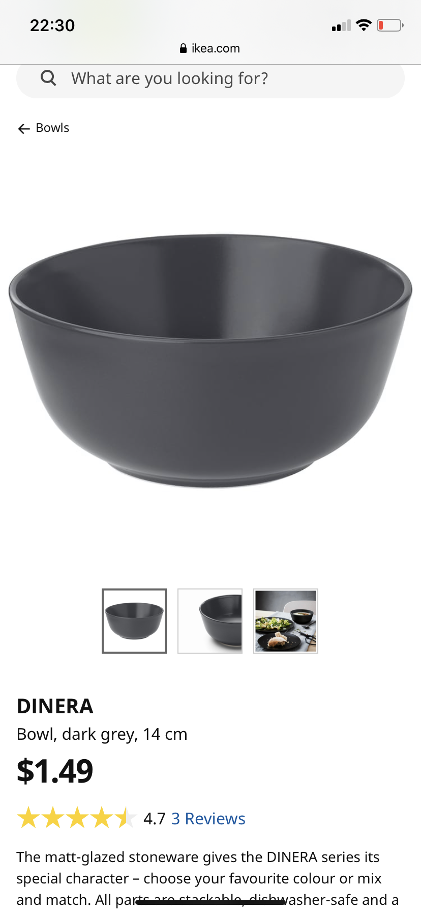 Dark grey bowls