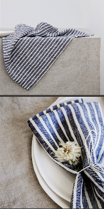 Cultiver Indigo Stripe Linen Napkins - set of 4