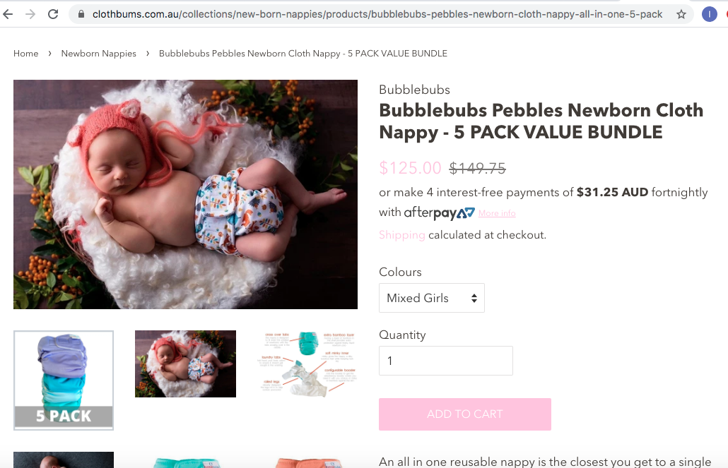 Reusable cloth nappies - newborn size