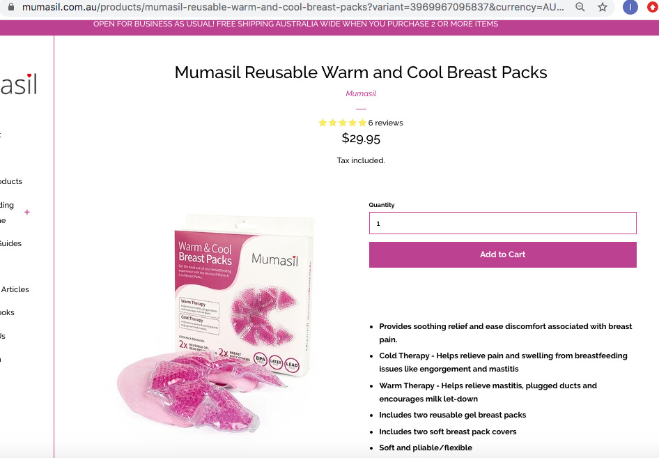 Breast therapy packs