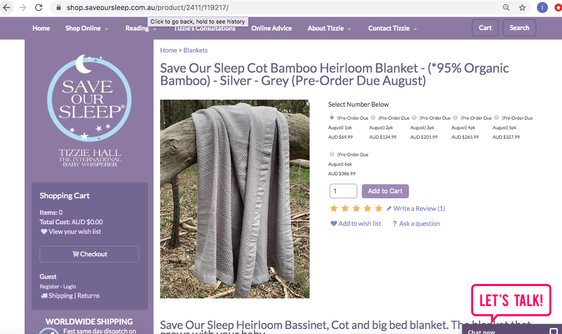 Heirloom Blanket from save our sleep