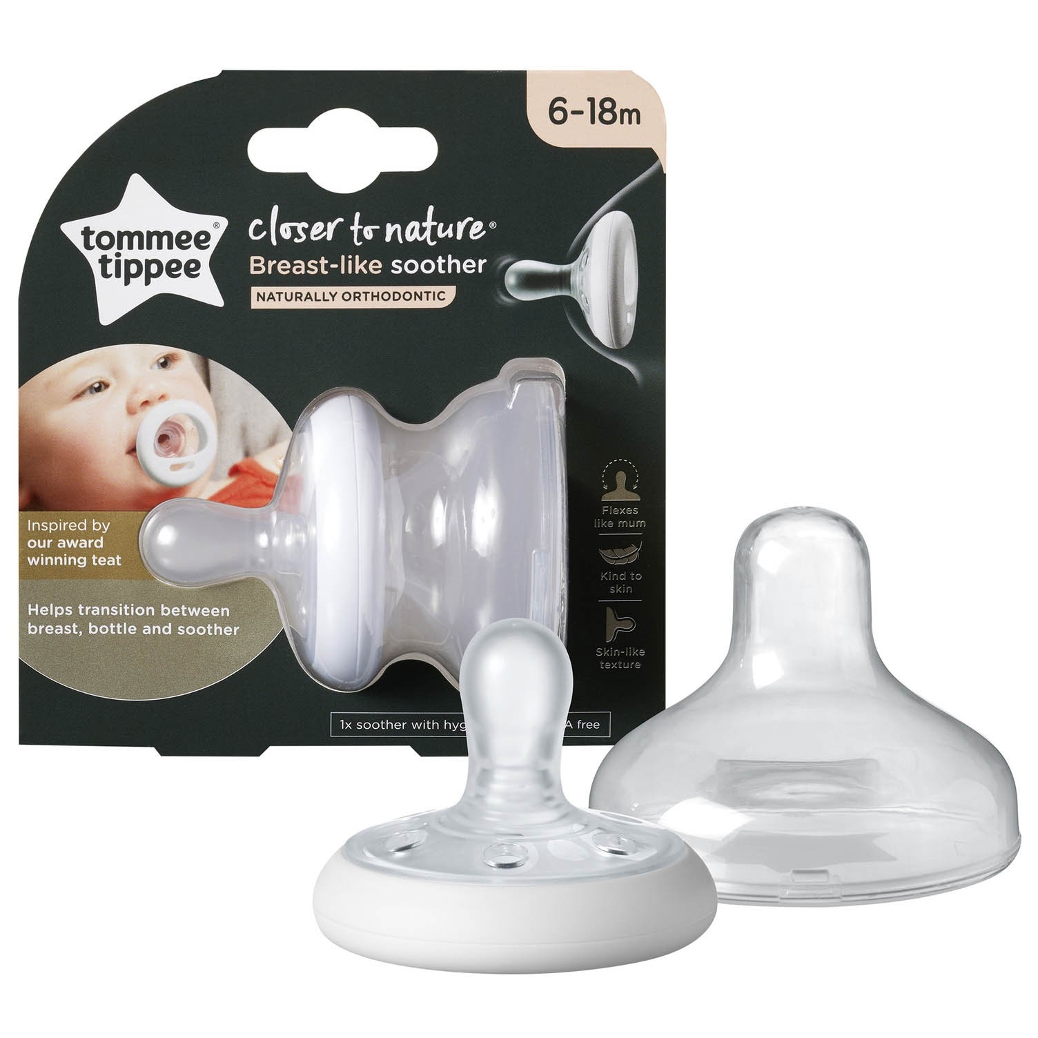 Tommee Tippee Closer To Nature Breast Like Soother - 6-18 Months