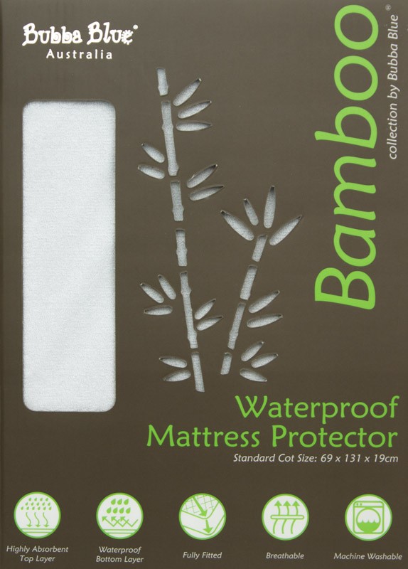 2 x Bubba Blue Bamboo Mattress Protector Cot Standard