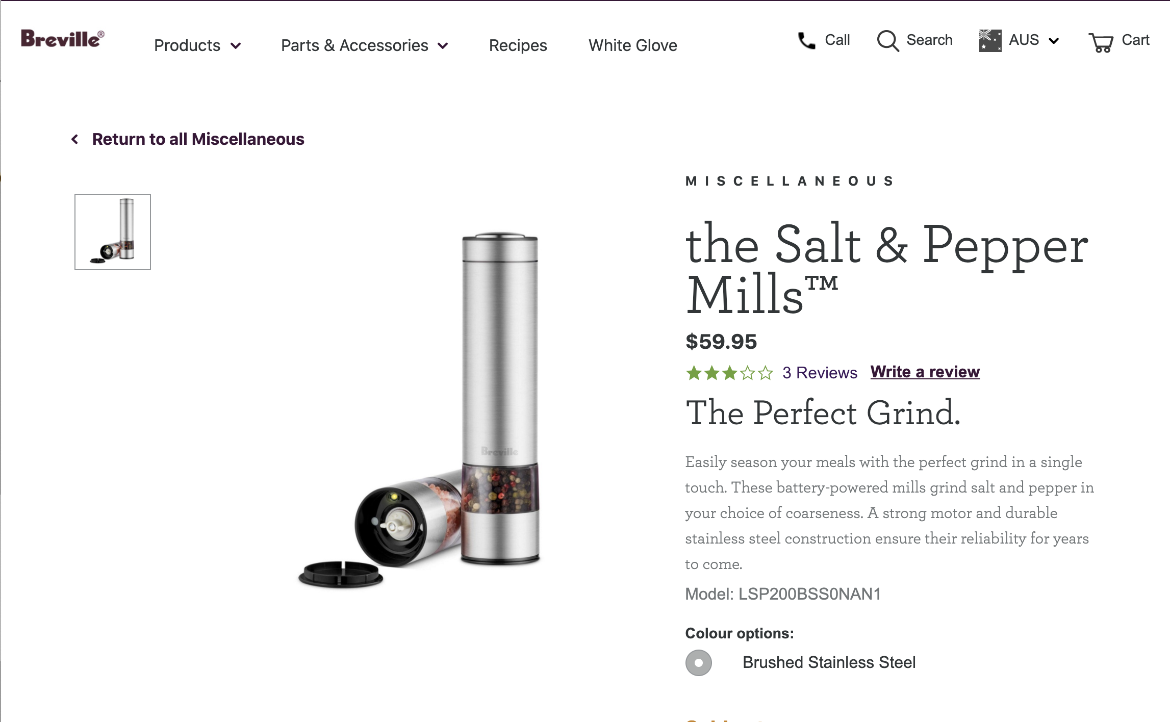 Electric salt & pepper grinders