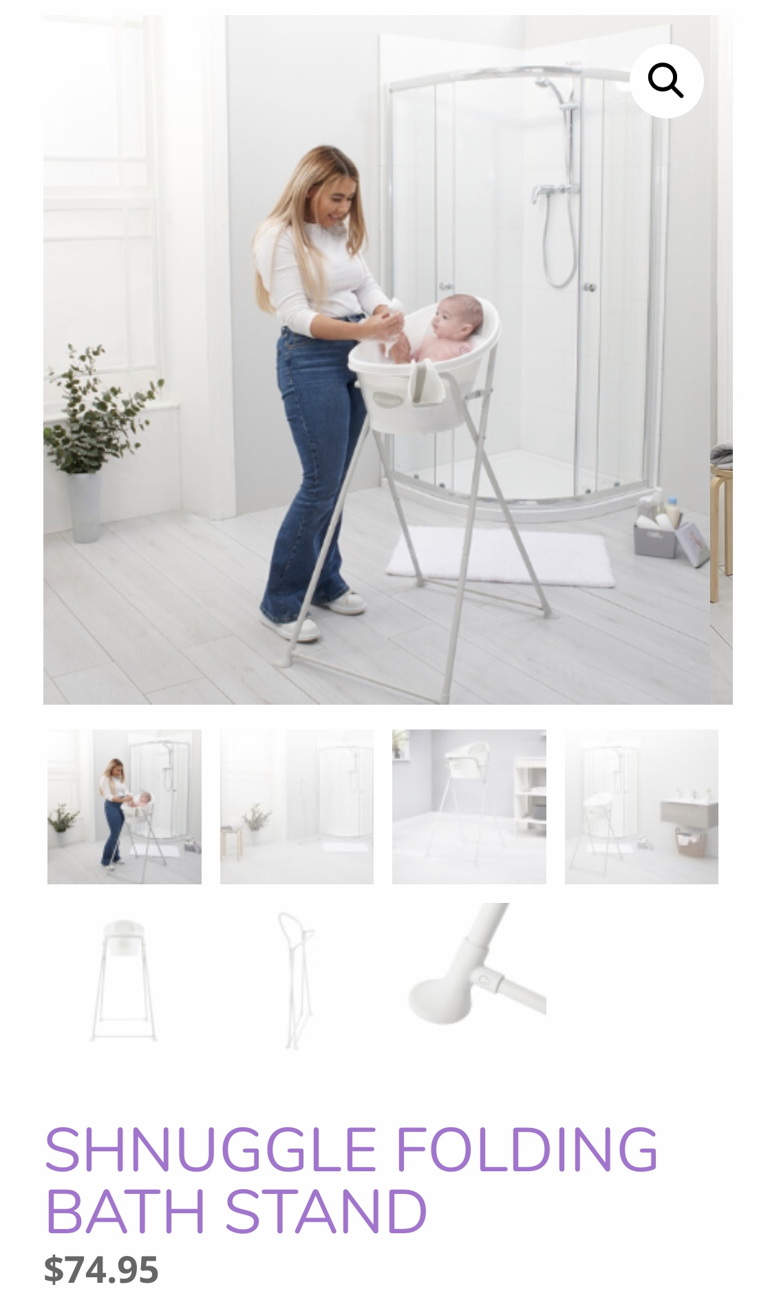 Snuggle bath and folding stand -white