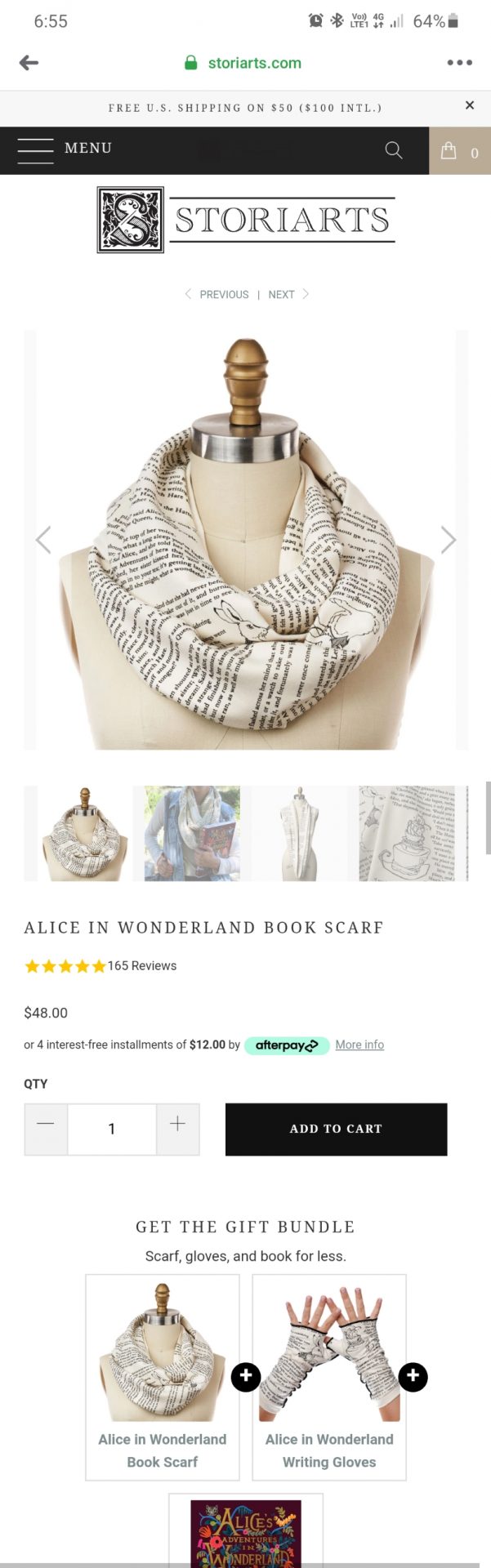 Alice in wonderland book scarf