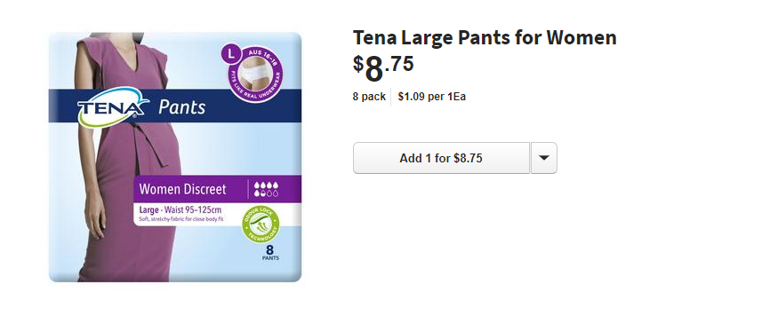 tena pants (large)