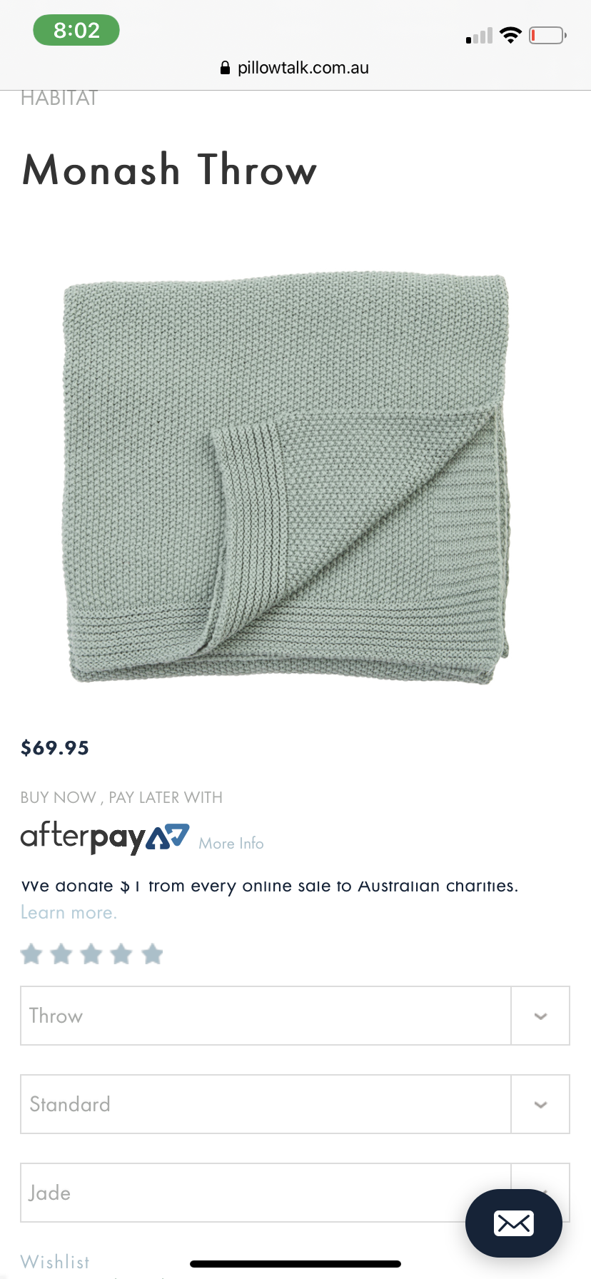 Pillow talk sage throw blanket (cot blanket)