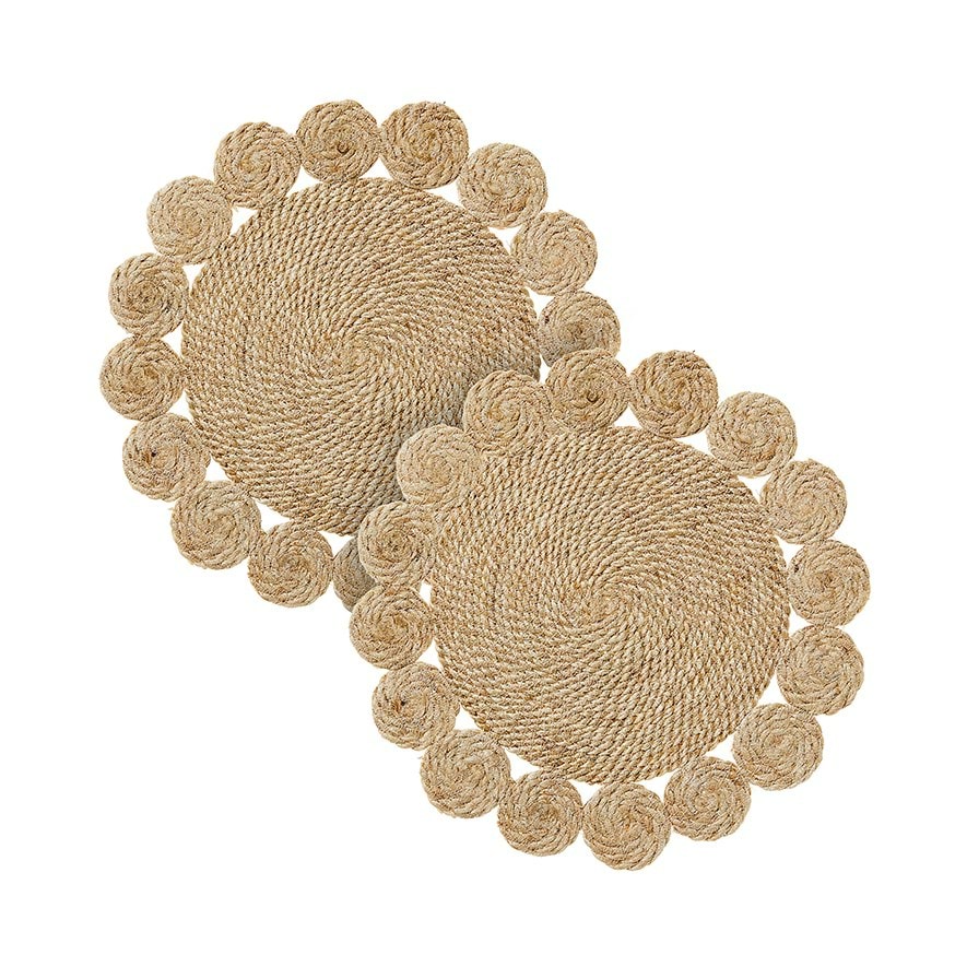 Home Republic Sicily Collection Pack of 2 Natural Circle Placemats