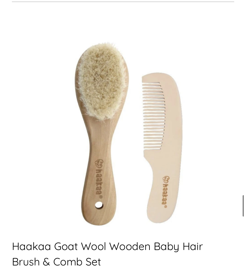 Haakaa Goat Wool Wooden Baby Hair Brush & Comb Set