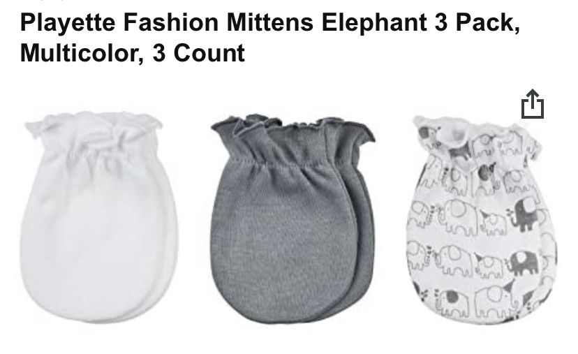 Mittens set x2 (Playette Newborn Mittens Grey 3 Pack)