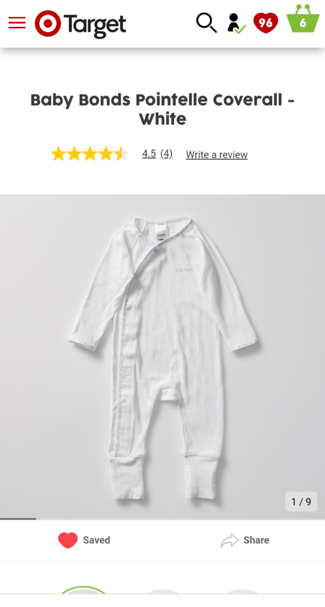 Baby Bonds Pointelle Coverall - White