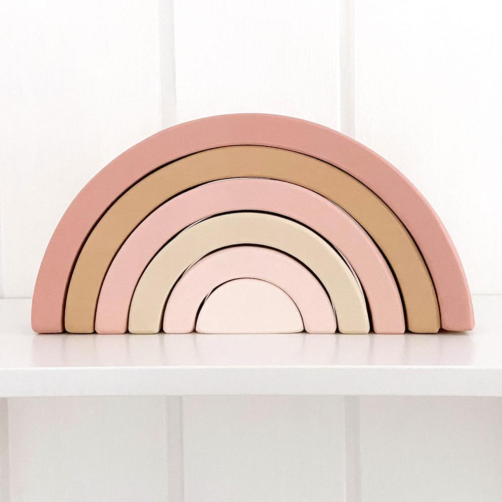Wooden Rainbow | Pink and Beige