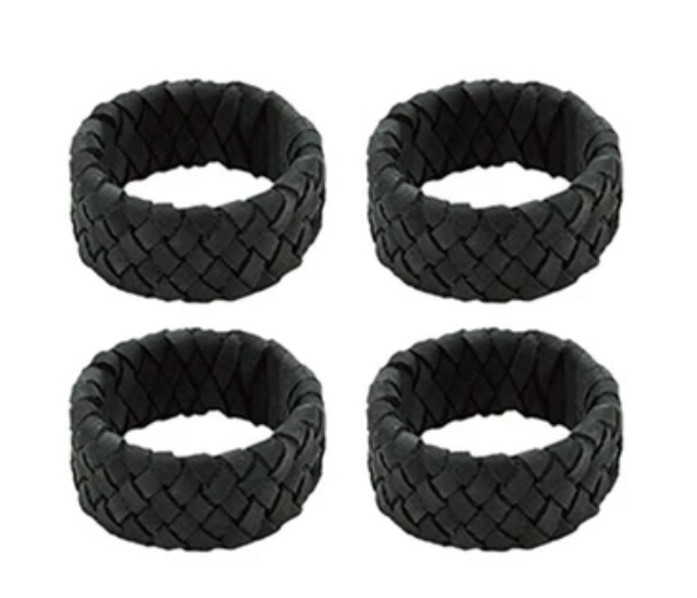 Leather napkin rings (Black) x2