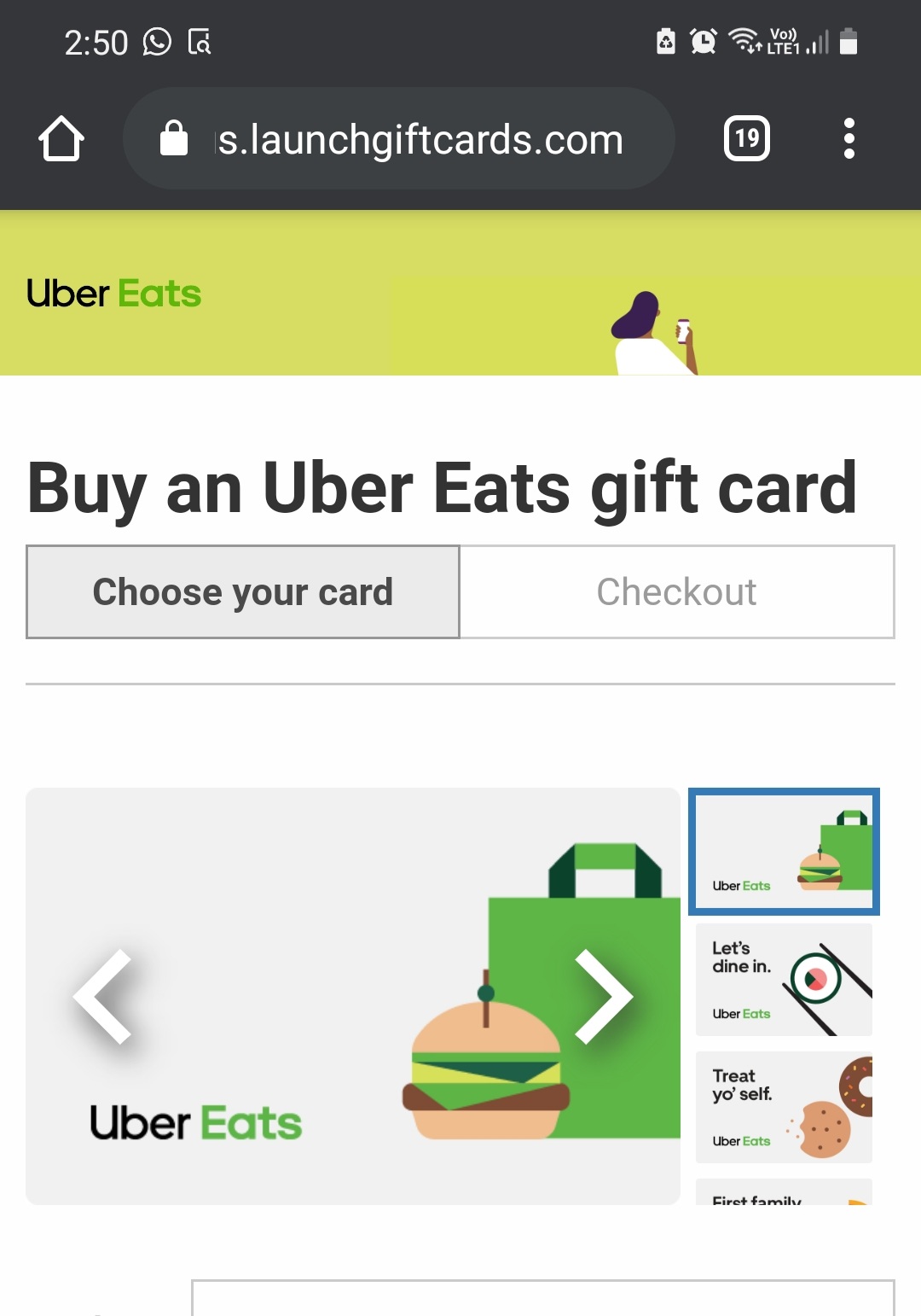 Uber Eats Gift Voucher