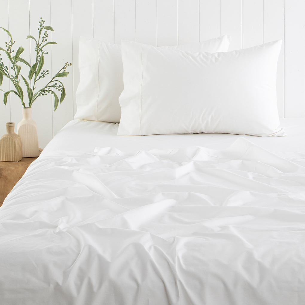 300 Thread Count Cotton Sheet Set White - Queen