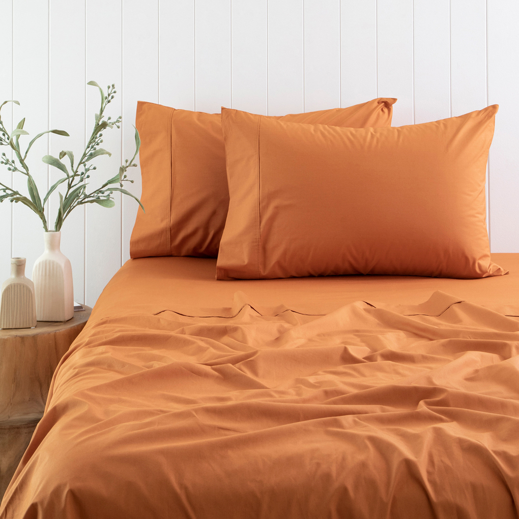 300 Thread Count Cotton Sheet Set Rust - Queen