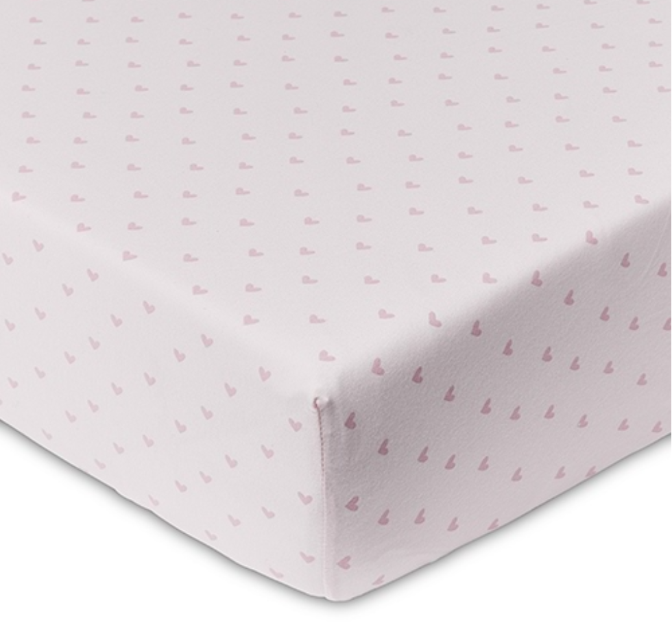 Cot - Heart Pink Fitted Sheet 2 Pack