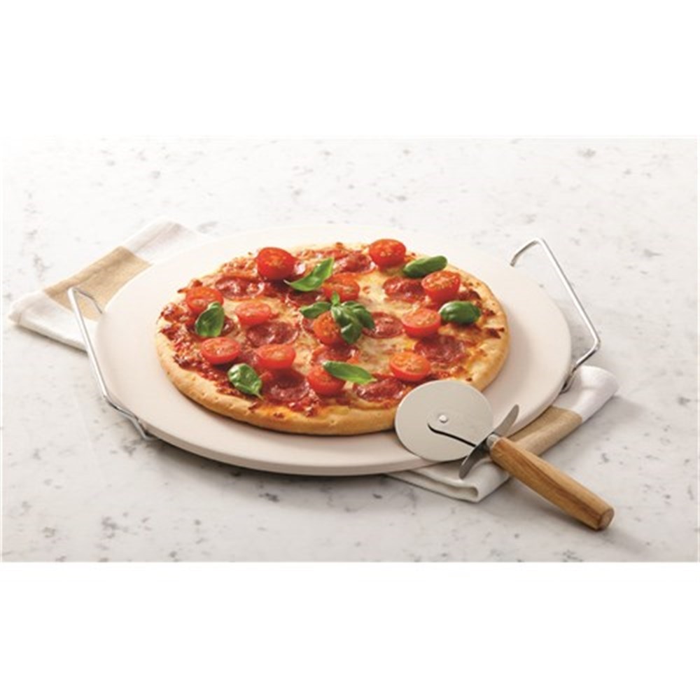 Soffritto Pizza Stone with Rack and Cutter
