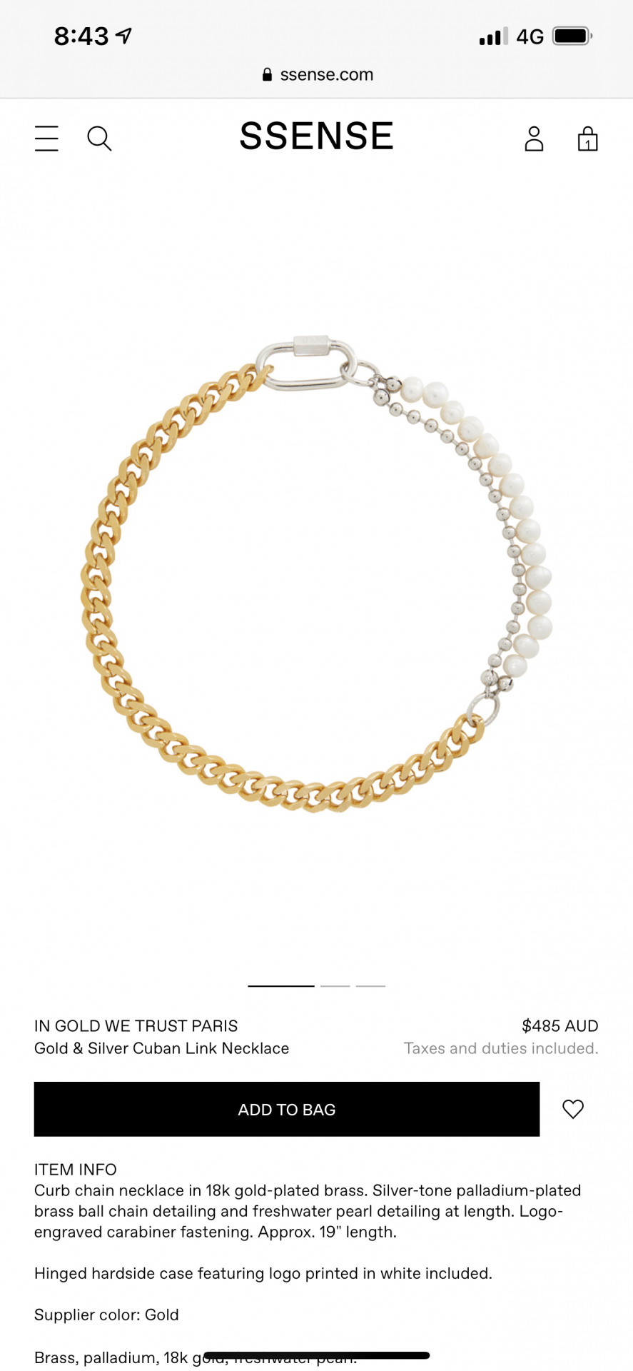 In gold we trust gold & silver Cuban necklace