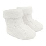 Cable Knitted Sherpa Baby Booties Neutral
