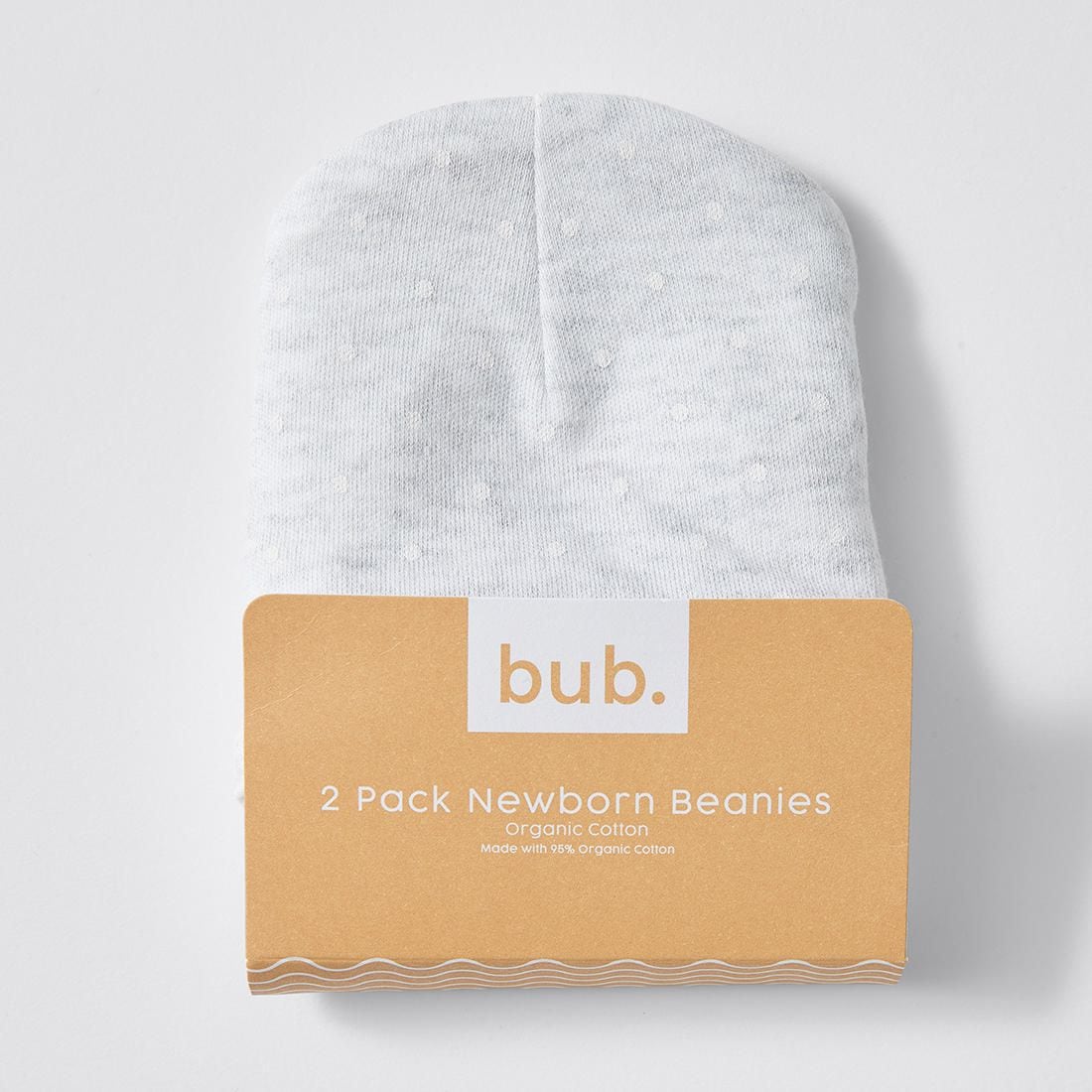 bub. Organic Cotton Newborn Beanies 2 Pack