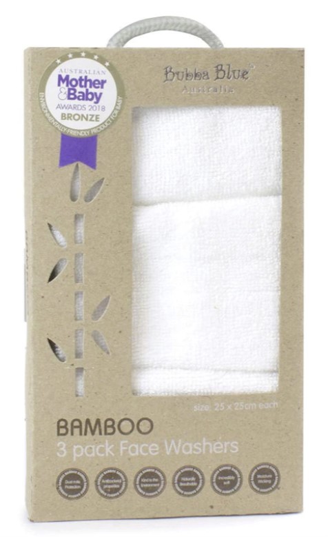 Bubba Blue Bamboo Face Washers 3 Pack