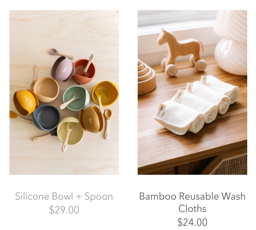 Silicone bowl and bamboo wash cloths