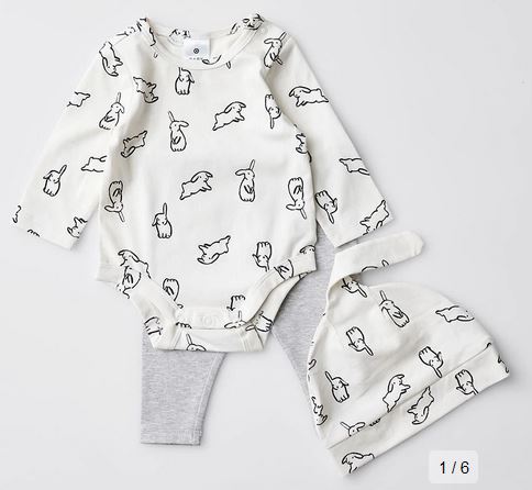 Baby Organic Cotton Bunny 3 Piece Set