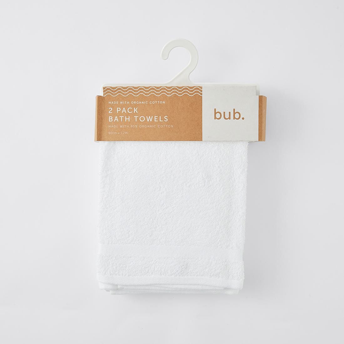 bub. Organic Cotton Baby Towels 2 Pack
