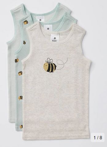 Baby Organic Cotton Vests 3 Pack