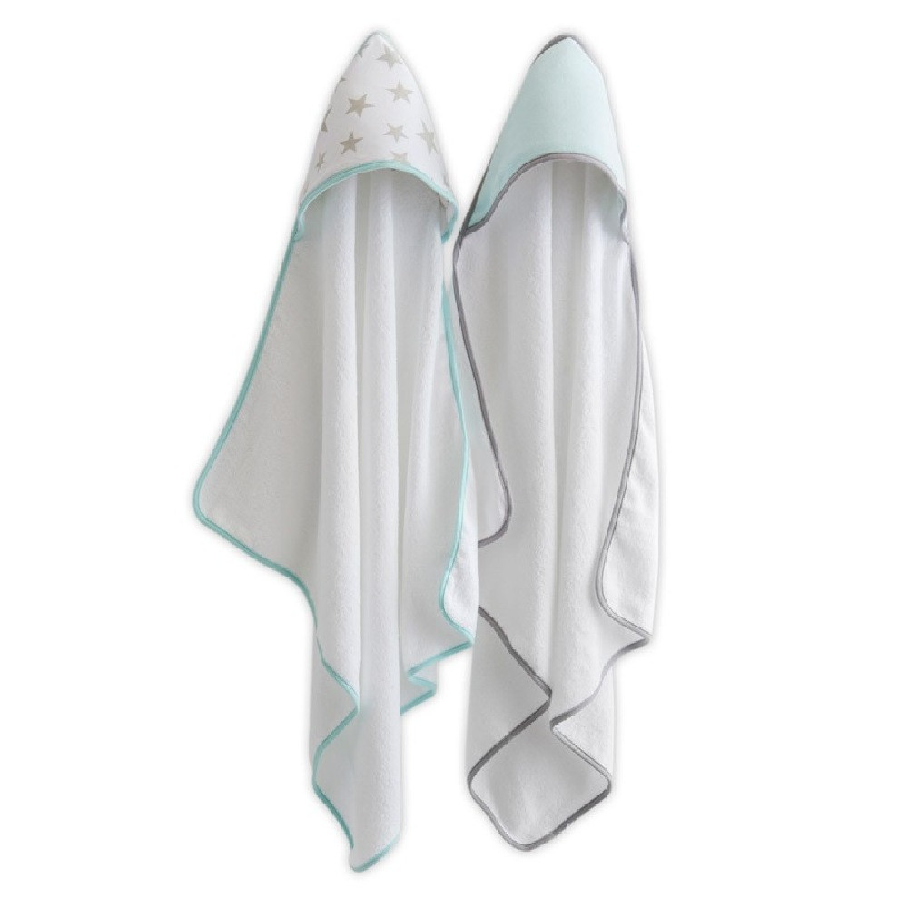 The Little Linen Company Hooded Towels Starlight Mint 2 Pack