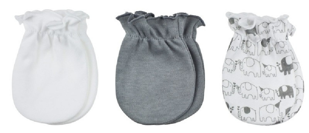 Playette Newborn Mittens Grey 3 Pack
