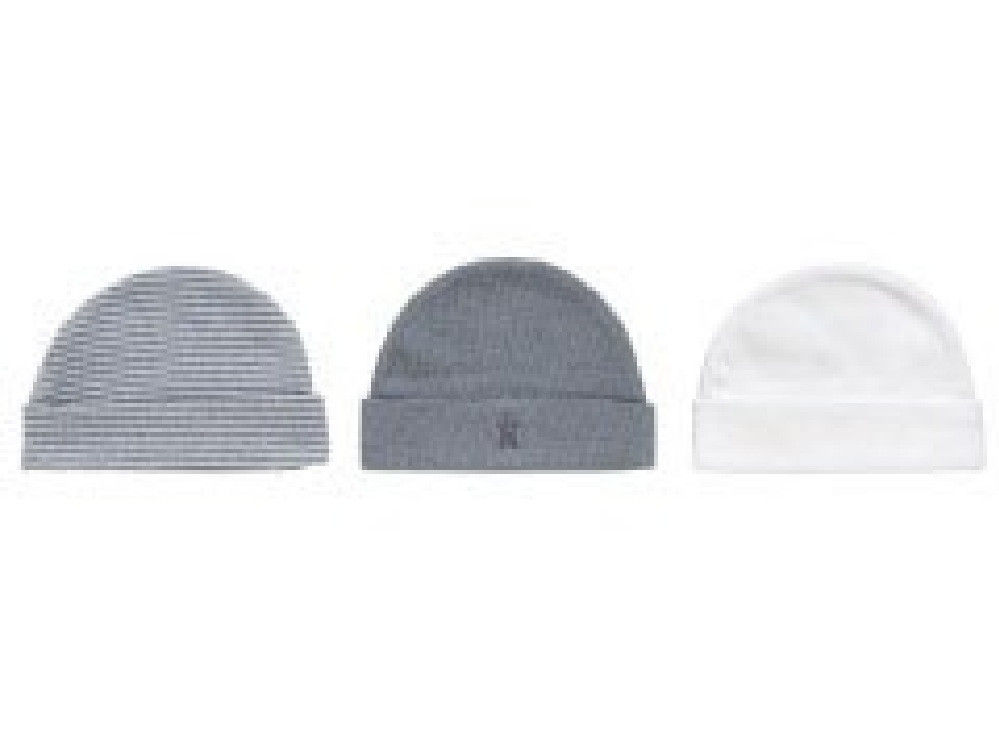 Playette NB Knit Cap 3 Pack Grey / White